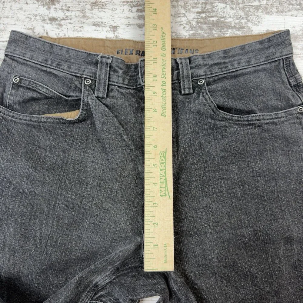 Duluth Trading Flex Ballroom Jeans Mens 32x28.5 Washed Black Stretch Gusseted